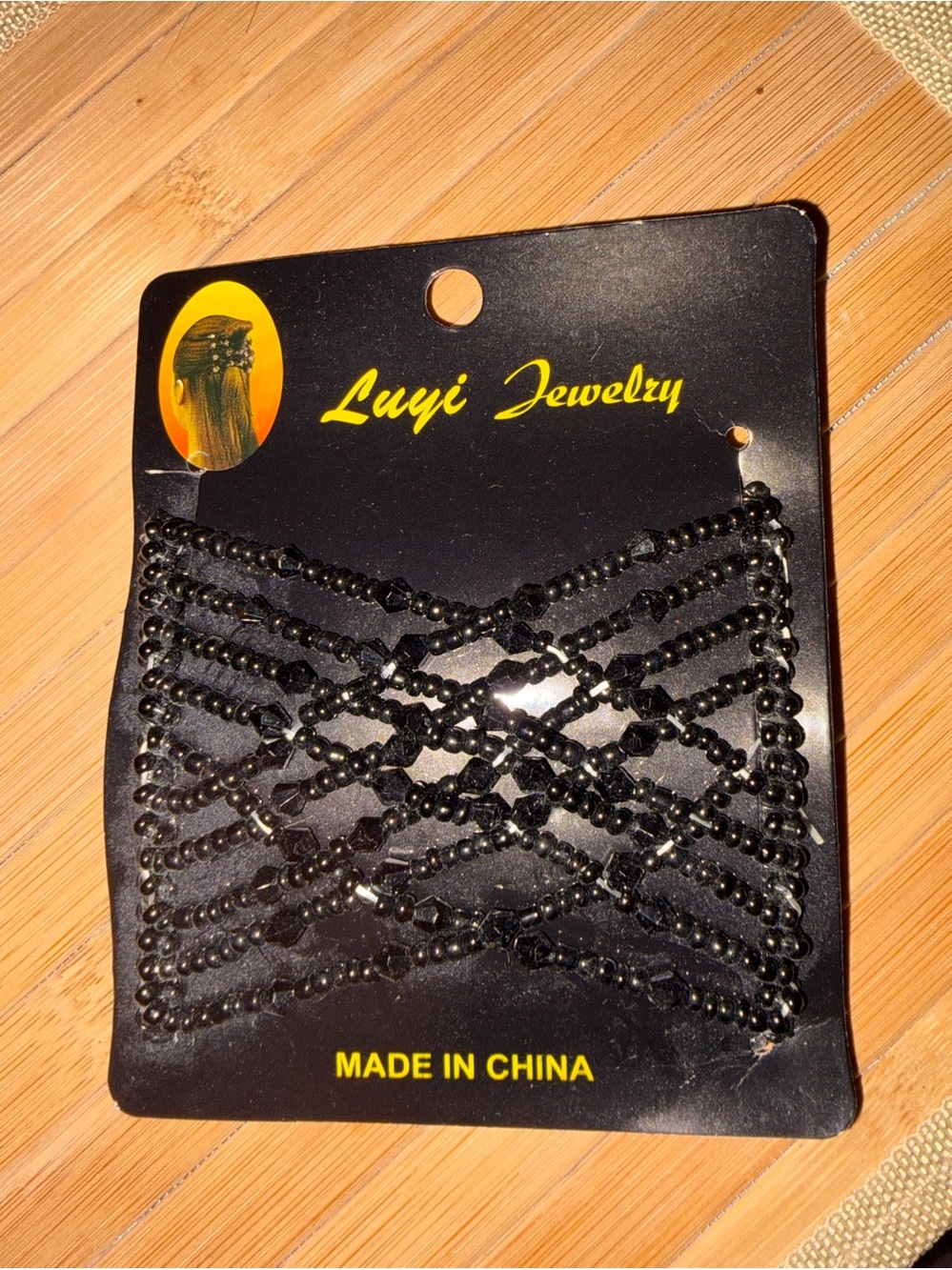 Black Beaded Stretch Hair Combs